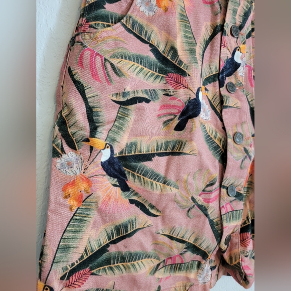 Farm Rio Anthropologie tropical Mini Jean Skirt Palm Trees | size s - Picture 7 of 8